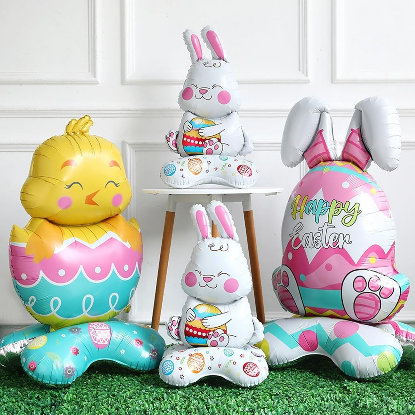 🐰 50% DE RÉDUCTION ! 🎉 Ballons 3D sur Pied pour Pâques – Géants Lapin/Carotte/Poussin/Œuf – Décoration Festive, Gonflage à l'Air & Parfait pour Enfants/Jardin 🌷
