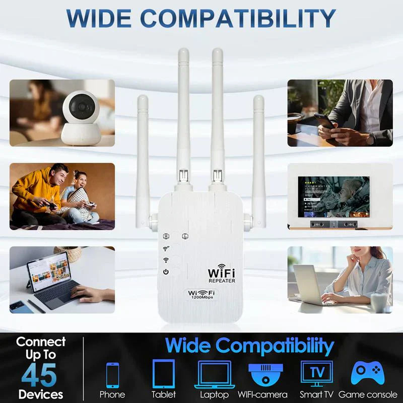 🔥 Extenseur WiFi 2026,1200Mbps Booster de signal à double bande (5GHz/2.4GHz), couvre 10 000 pieds carrés et 50 appareils, répéteur avec port Ethernet pour la maison