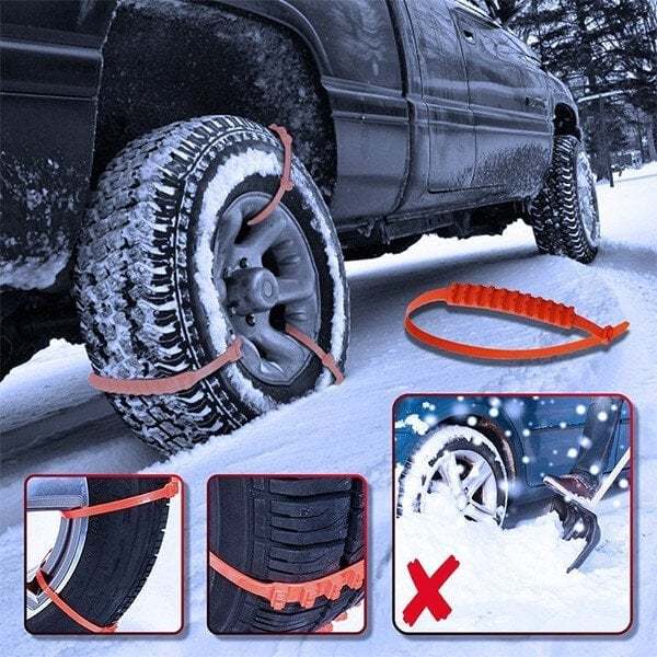 🔥 Dernier Jour de Promo ! ✨ Chaînes Antidérapantes Voiture - Nylon Résistant à -35°C, Installation Express 10s, Sécurité Toutes Routes Glissantes ❄️🚗
