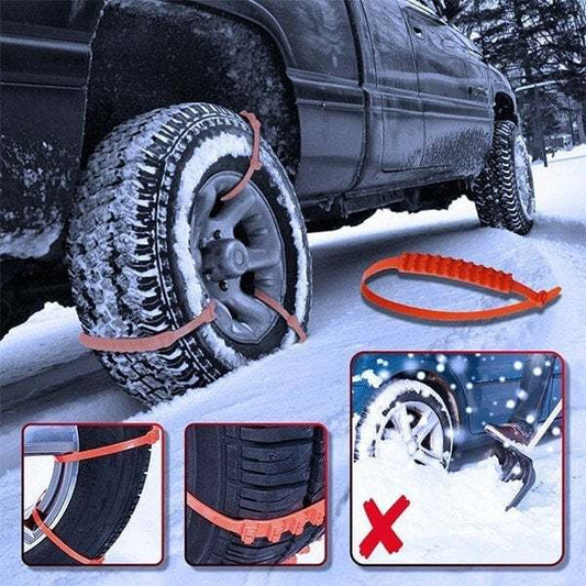 🔥 Dernier Jour de Promo ! ✨ Chaînes Antidérapantes Voiture - Nylon Résistant à -35°C, Installation Express 10s, Sécurité Toutes Routes Glissantes ❄️🚗
