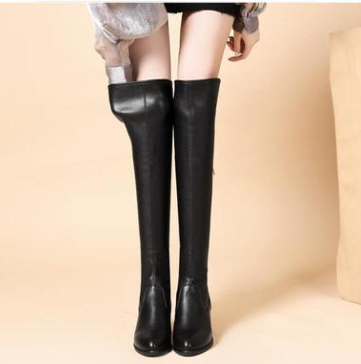 ✨série automne hiver✨bottes en cuir chaudes pour femmes✨avoir l'air mince