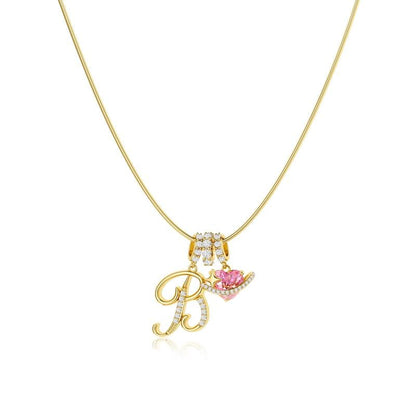 💖Dernier jour : 50 % de réduction ✨ Collier avec pendentif lettre de A à Z et trois breloques🎀
