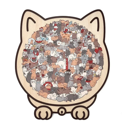 ⏳Spécial à durée limitée⏰Puzzle en bois de 135 pièces en forme de chat😸