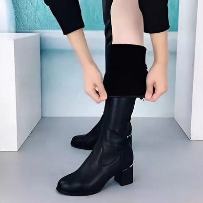 ✨série automne hiver✨bottes en cuir chaudes pour femmes✨avoir l'air mince