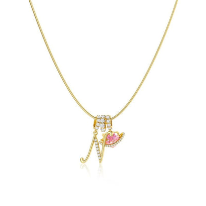 💖Dernier jour : 50 % de réduction ✨ Collier avec pendentif lettre de A à Z et trois breloques🎀