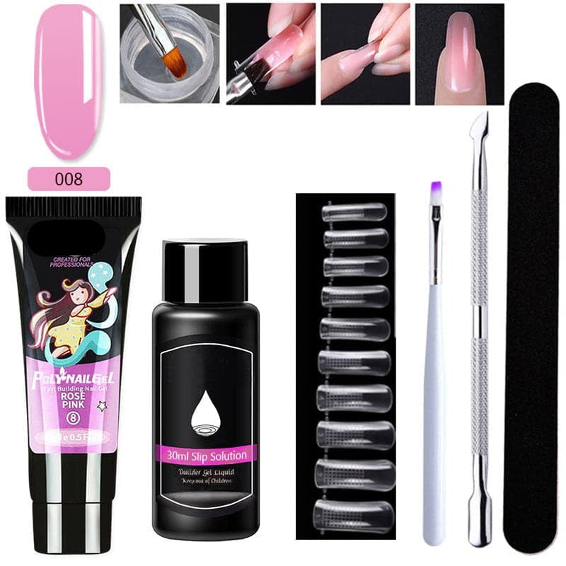 Gel d'extension cristal pour nail art (lot de 7)