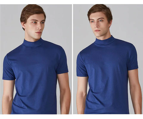🔈🔈 Soldes 2026 - 50 % DE RÉDUCTION 🎁 T-shirt slim fit à col montant pour homme