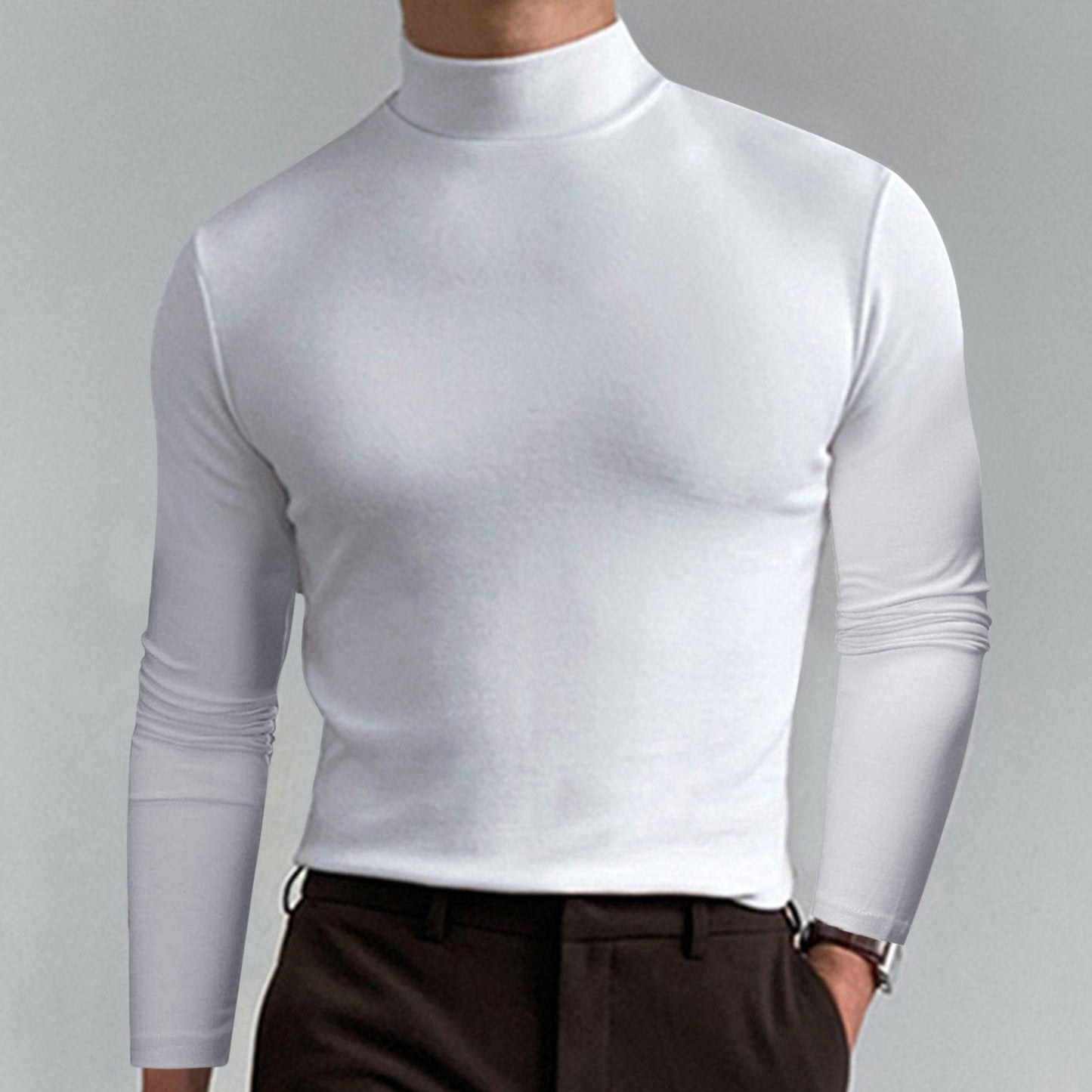 T-shirt à manches longues et col montant pour hommes