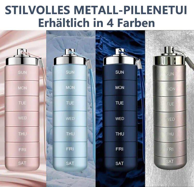 📢📢50 % de réduction !! ⏰Boîte à pilules de voyage en métal – Organisateur 7 jours empilable et étanche, grande taille