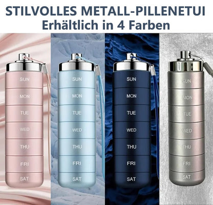 📢📢50 % de réduction !! ⏰Boîte à pilules de voyage en métal – Organisateur 7 jours empilable et étanche, grande taille