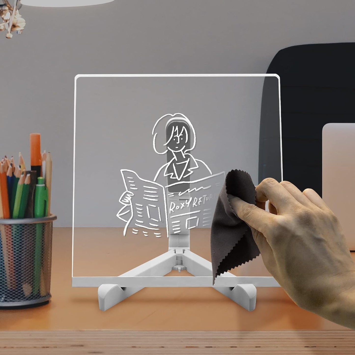 🖊️ Stimulez instantanément votre créativité ! ✨ Tableau d'information LED en acrylique : exprimez-vous sans limites ! 🎨 Comprend 7 stylos de couleur