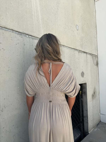 💖2025 Vente limitée - 50% DE RÉDUCTION💗Nouvelle robe longue fendue à col en V sans effort