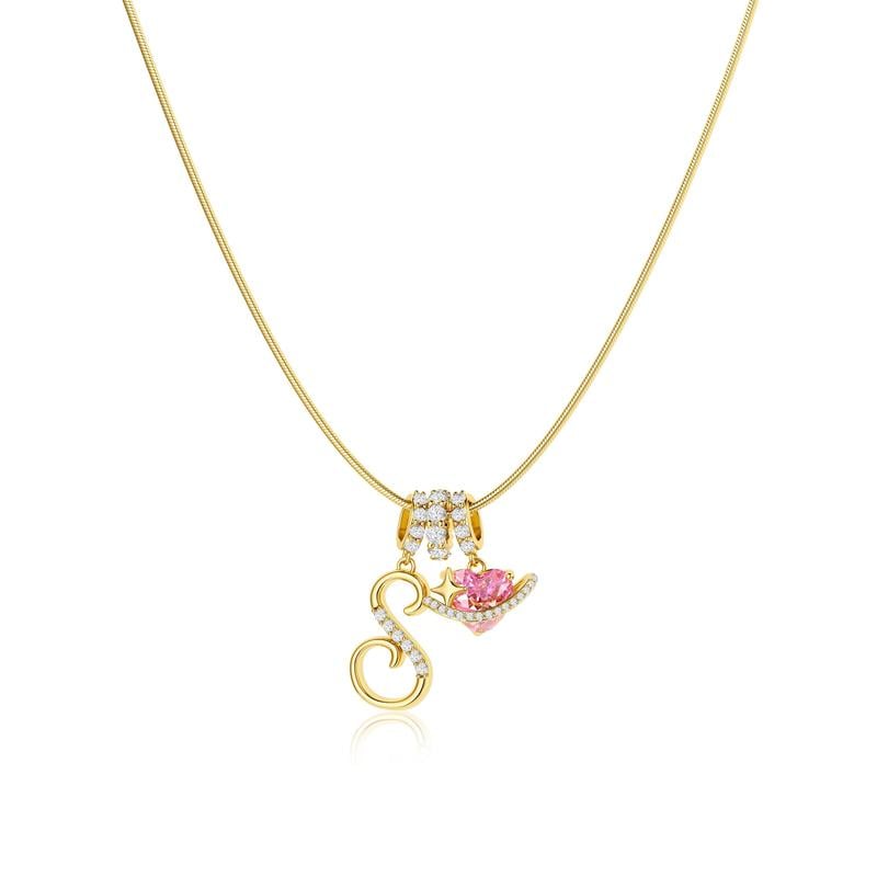 💖Dernier jour : 50 % de réduction ✨ Collier avec pendentif lettre de A à Z et trois breloques🎀