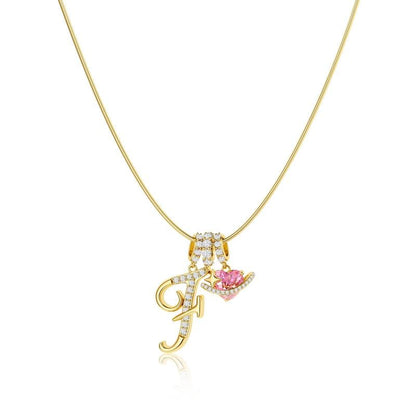 💖Dernier jour : 50 % de réduction ✨ Collier avec pendentif lettre de A à Z et trois breloques🎀