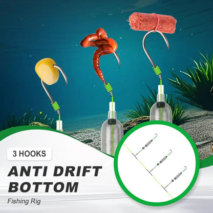 Gréement de pêche de fond anti-dérive à 3 hameçons