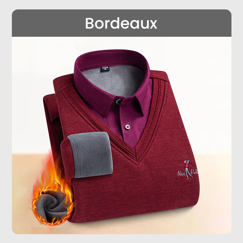 ✈️Offre spéciale🔥Haut Chaud Isolé en Polaire pour Hommes avec Col de Chemise