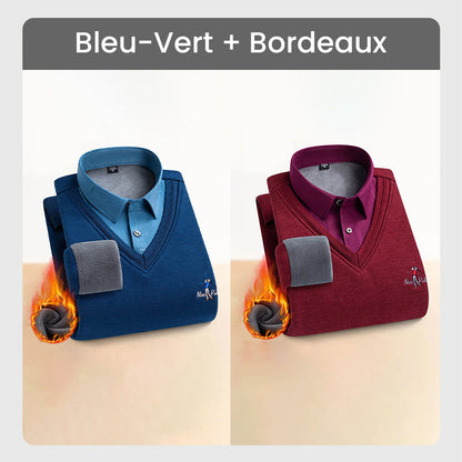 ✈️Offre spéciale🔥Haut Chaud Isolé en Polaire pour Hommes avec Col de Chemise