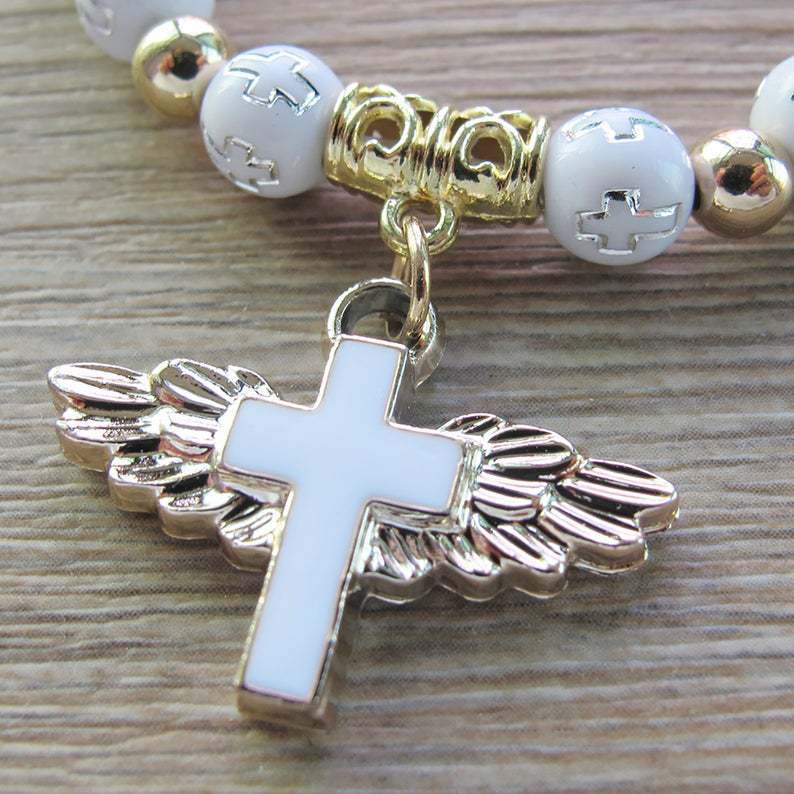 👼Bracelet Croix-Ailes d'Ange