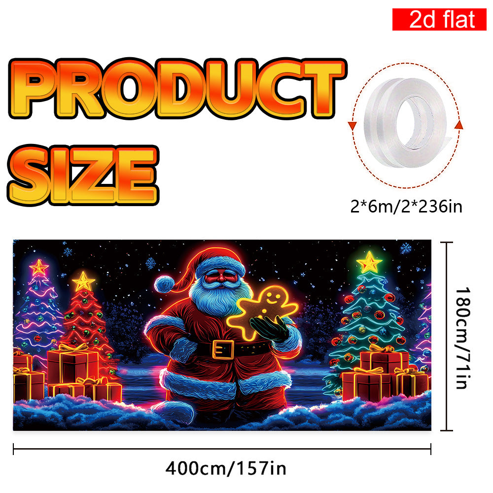 🎇🚪Bannière de Noël pour porte de garage activée par les UV, brille dans le noir🔥🎉