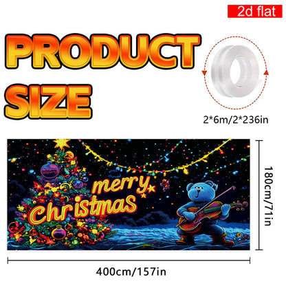 🎇🚪Bannière de Noël pour porte de garage activée par les UV, brille dans le noir🔥🎉