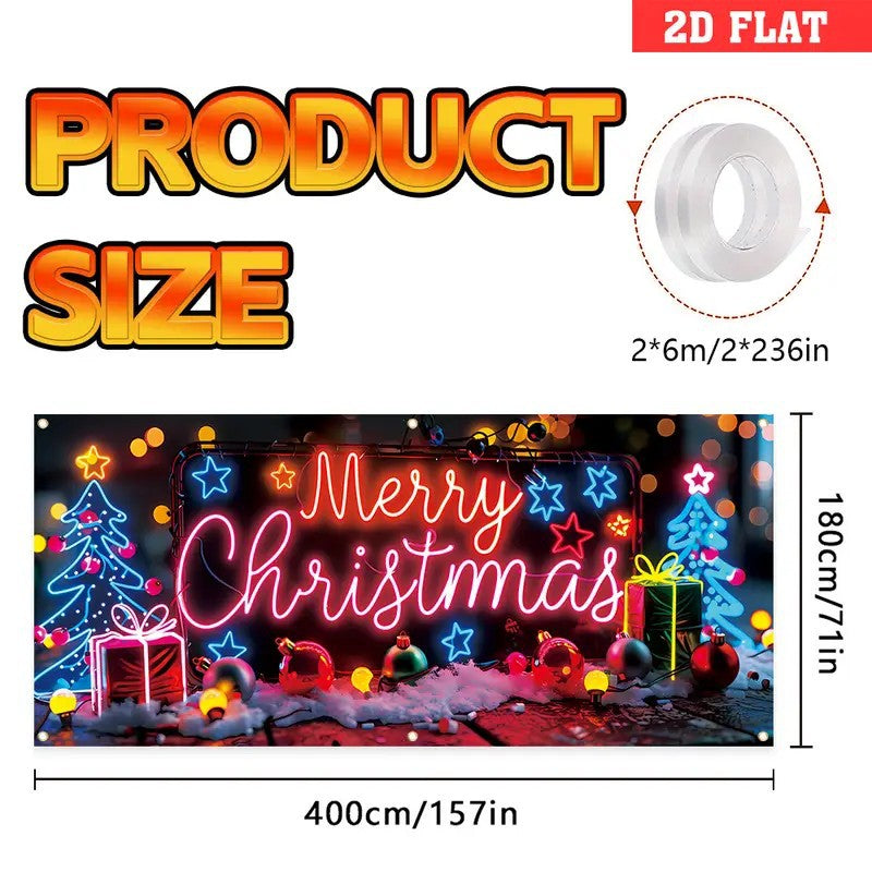 🎇🚪Bannière de Noël pour porte de garage activée par les UV, brille dans le noir🔥🎉