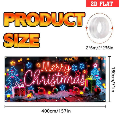 🎇🚪Bannière de Noël pour porte de garage activée par les UV, brille dans le noir🔥🎉