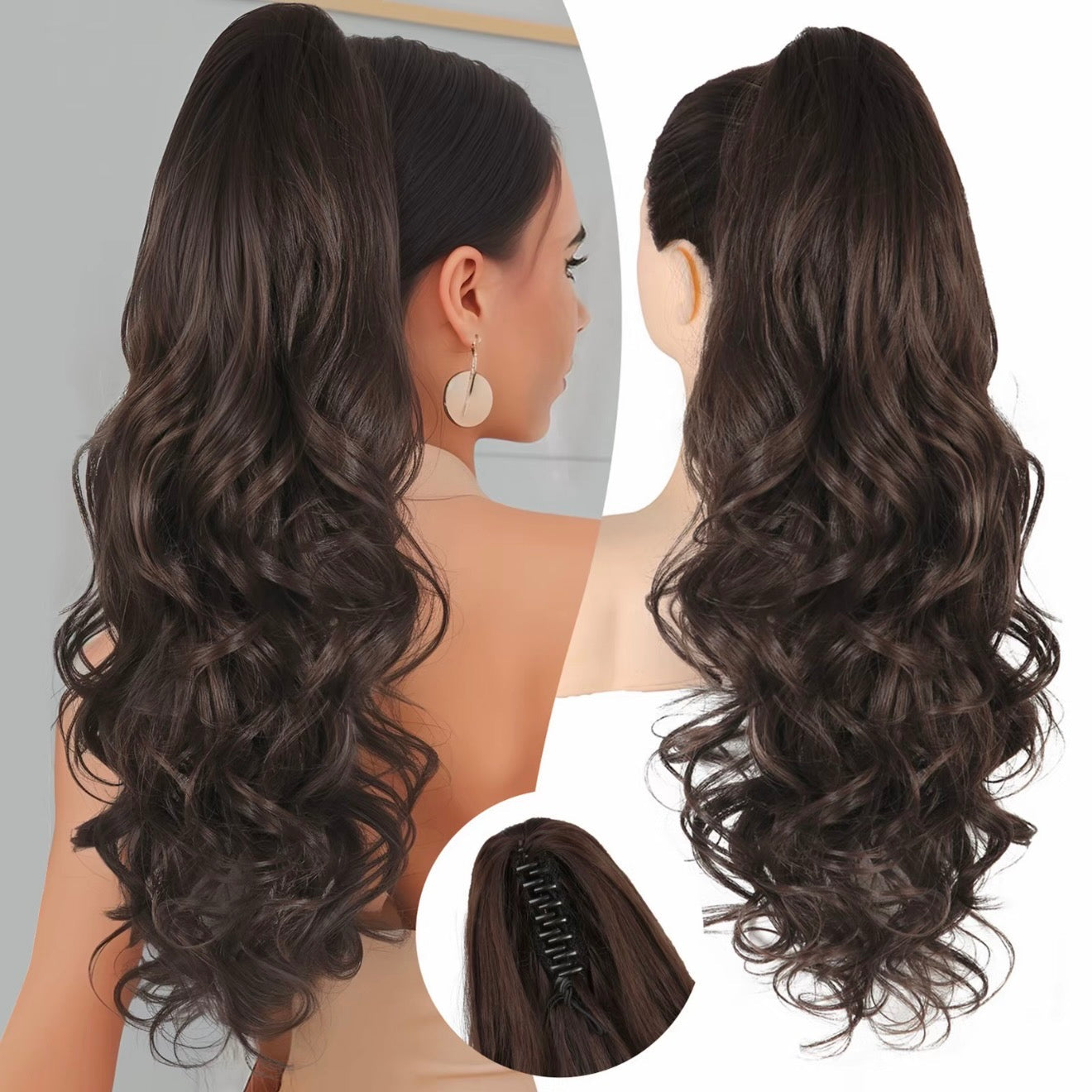 💜 Promotion limitée — 50 % de réduction ! 💜 Extension de queue de cheval ondulée à clip