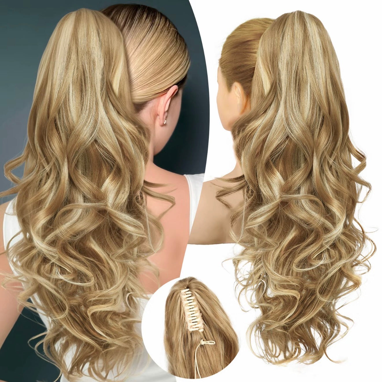 💜 Promotion limitée — 50 % de réduction ! 💜 Extension de queue de cheval ondulée à clip