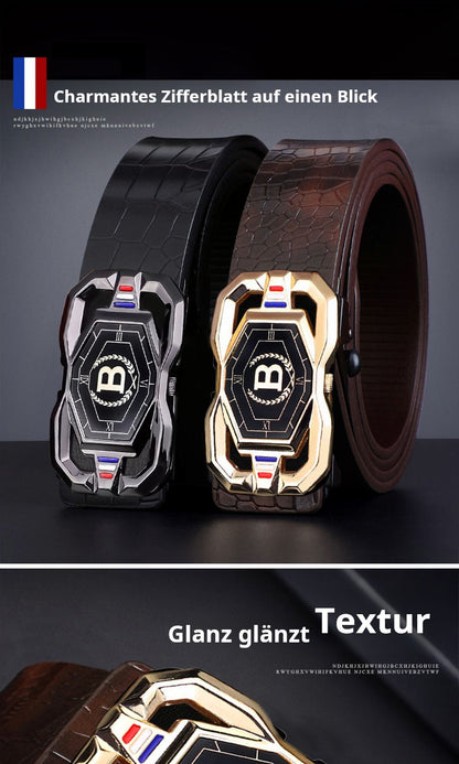 📢📢50 %  DE RÉDUCTION !! ⏰🐊Ceinture en cuir pour homme avec motif crocodile raffiné, boucle automatique et fabriquée en cuir de vachette.