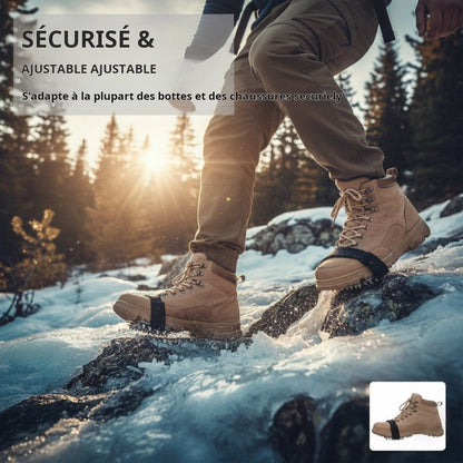 Crampons 26 Dents Acier Manganèse 🥾 | Plaques Antidérapantes en Acier Inoxydable ⚙️ | Pour Glace, Neige, Boue & Escalade ❄️🧗 | Compatibles avec Surchaussures