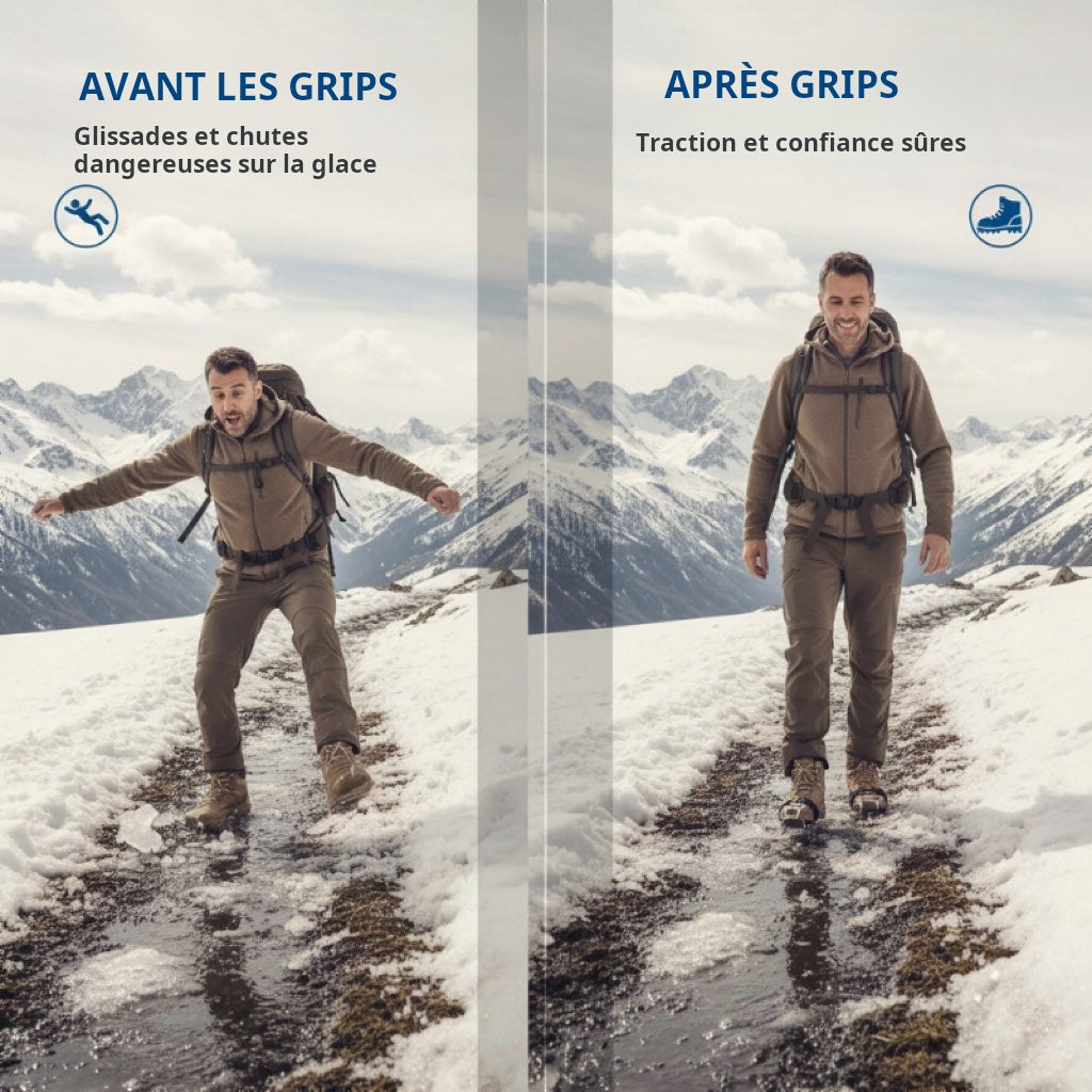 Crampons 26 Dents Acier Manganèse 🥾 | Plaques Antidérapantes en Acier Inoxydable ⚙️ | Pour Glace, Neige, Boue & Escalade ❄️🧗 | Compatibles avec Surchaussures