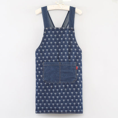 📢 50 % de réduction !!! Tablier adulte ultra-doux en jean – poches spacieuses, dos croisé & broderie tendance 🥐🤍