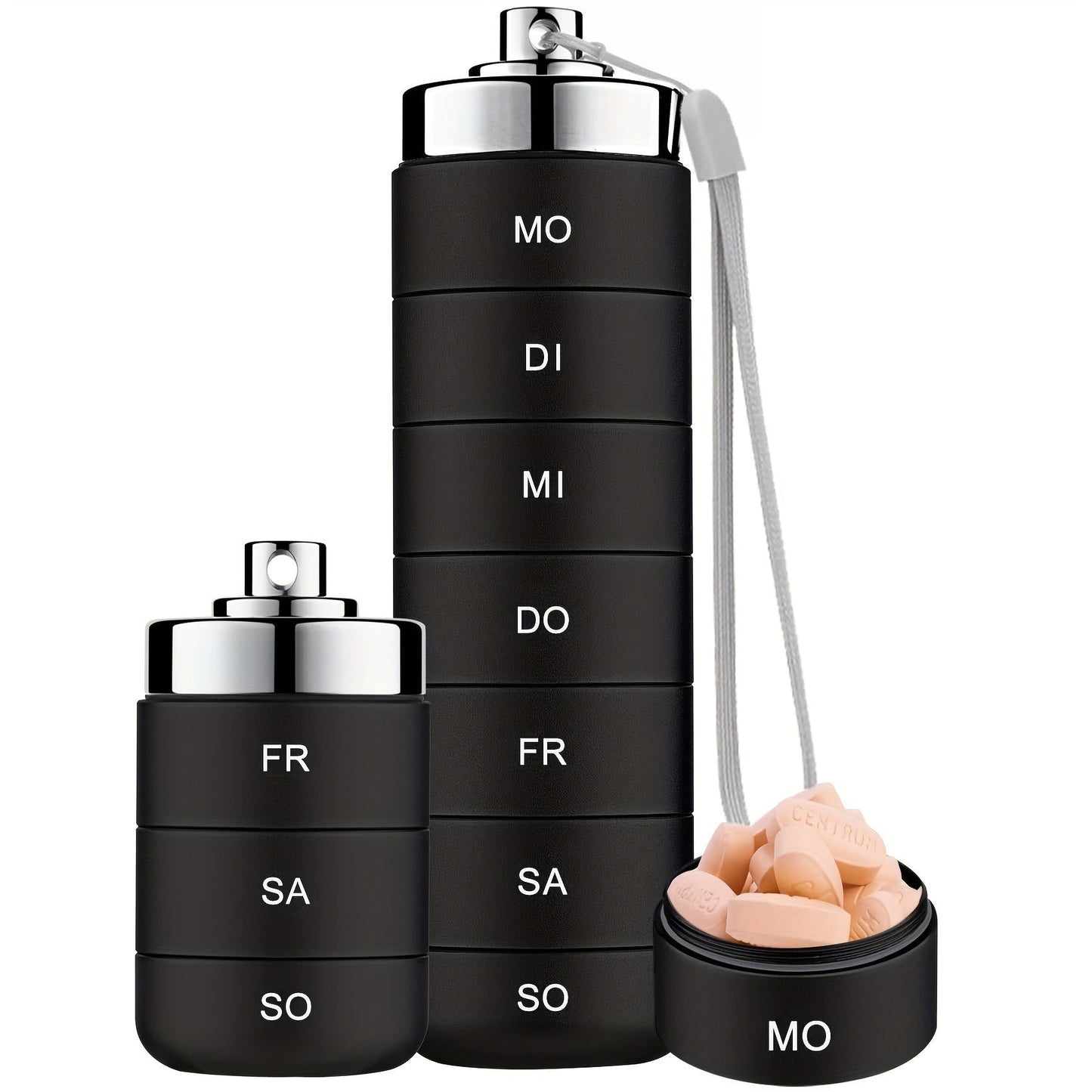 📢📢50 % de réduction !! ⏰Boîte à pilules de voyage en métal – Organisateur 7 jours empilable et étanche, grande taille