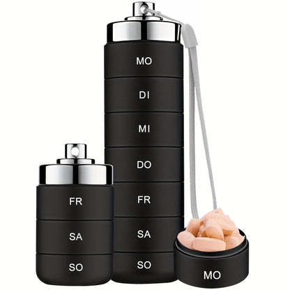 📢📢50 % de réduction !! ⏰Boîte à pilules de voyage en métal – Organisateur 7 jours empilable et étanche, grande taille