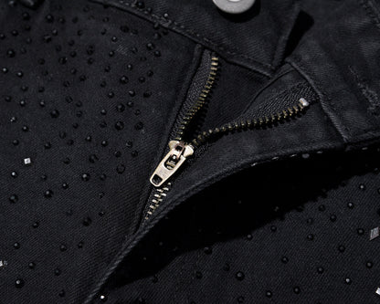Jean slim noir orné de strass