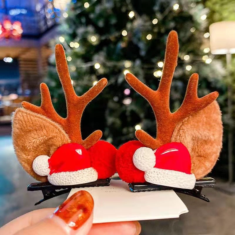 Vente chaude de noël- Barrettes de Noël en bois de renne