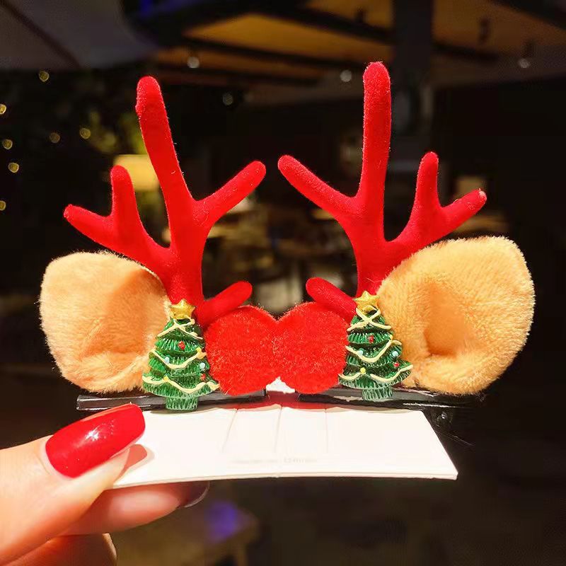 Vente chaude de noël- Barrettes de Noël en bois de renne
