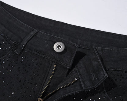 Jean slim noir orné de strass