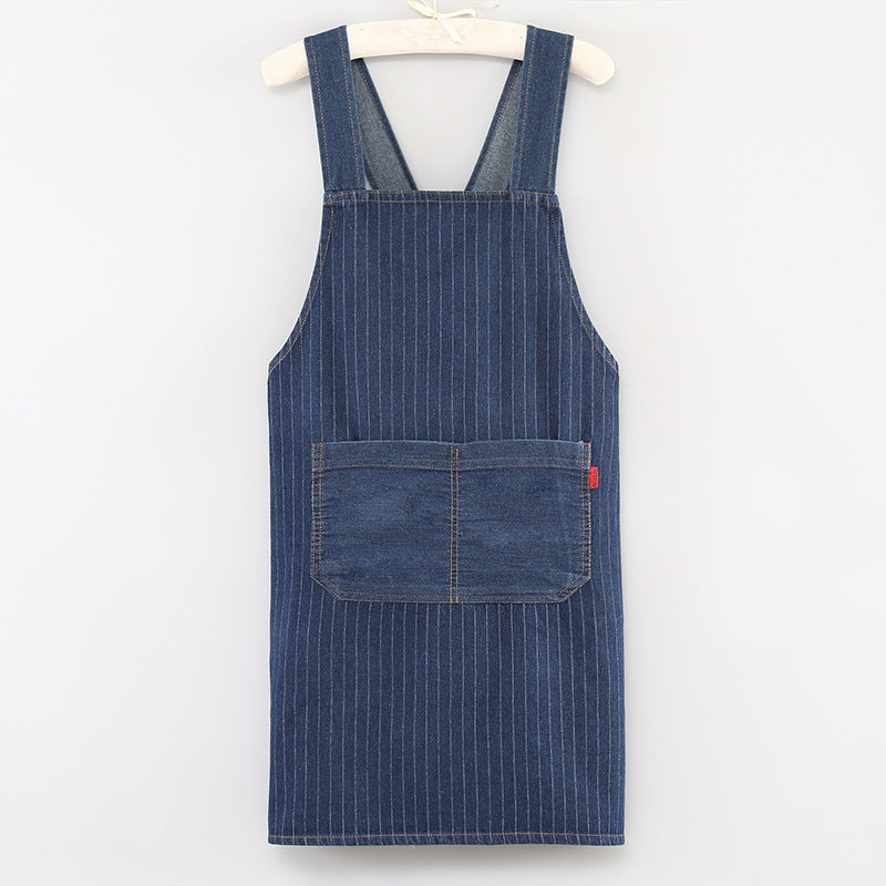 📢 50 % de réduction !!! Tablier adulte ultra-doux en jean – poches spacieuses, dos croisé & broderie tendance 🥐🤍