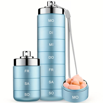 📢📢50 % de réduction !! ⏰Boîte à pilules de voyage en métal – Organisateur 7 jours empilable et étanche, grande taille