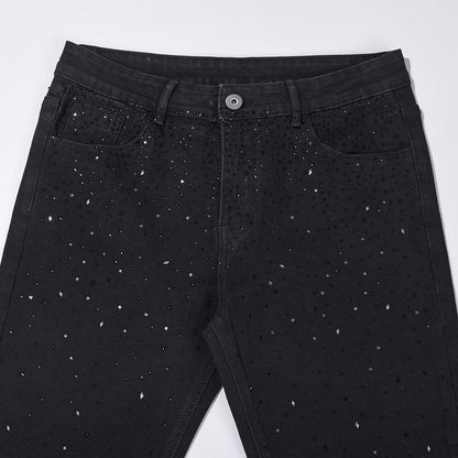Jean slim noir orné de strass