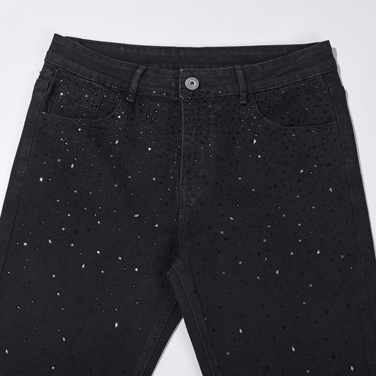 Jean slim noir orné de strass