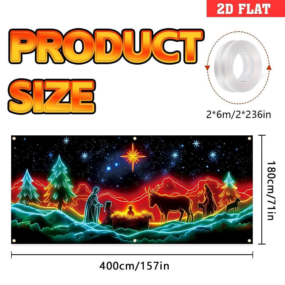 🎇🚪Bannière de Noël pour porte de garage activée par les UV, brille dans le noir🔥🎉