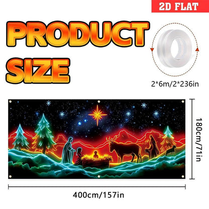 🎇🚪Bannière de Noël pour porte de garage activée par les UV, brille dans le noir🔥🎉