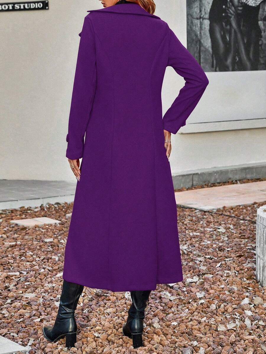 Manteau long chaud à double boutonnage pour femme【Livraison gratuite】