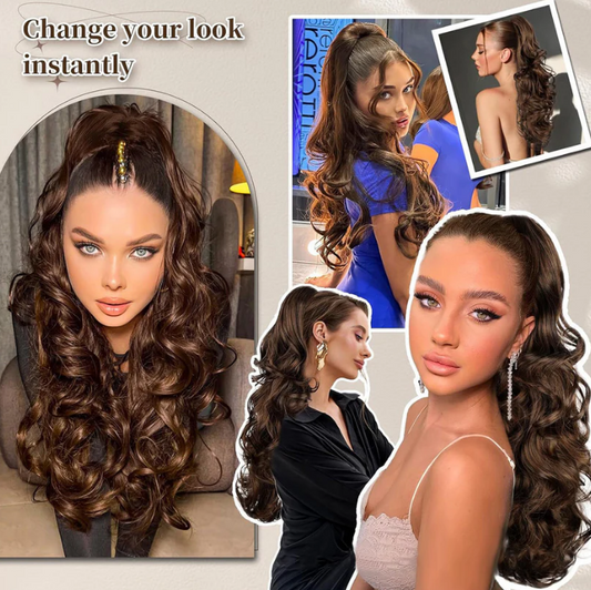 💜 Promotion limitée — 50 % de réduction ! 💜 Extension de queue de cheval ondulée à clip