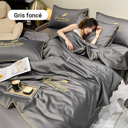 ❄️Parure de lit quatre pièces en velours de haute qualité💕Confortable et rafraîchissant