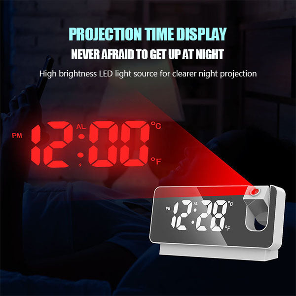 📢📢60 % de réduction !! ⏰ Réveil à Projection Miroir – Ultra-Clair, Double Alarme & Port USB de Charge