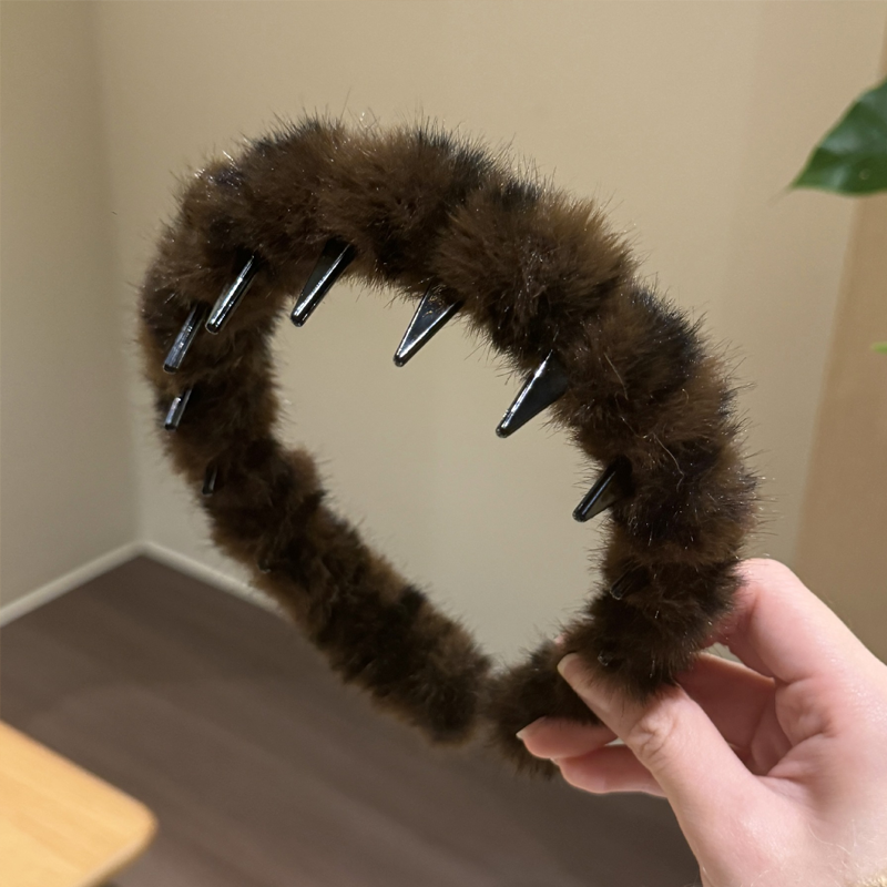 Serre-tête à imprimé léopard avec dents