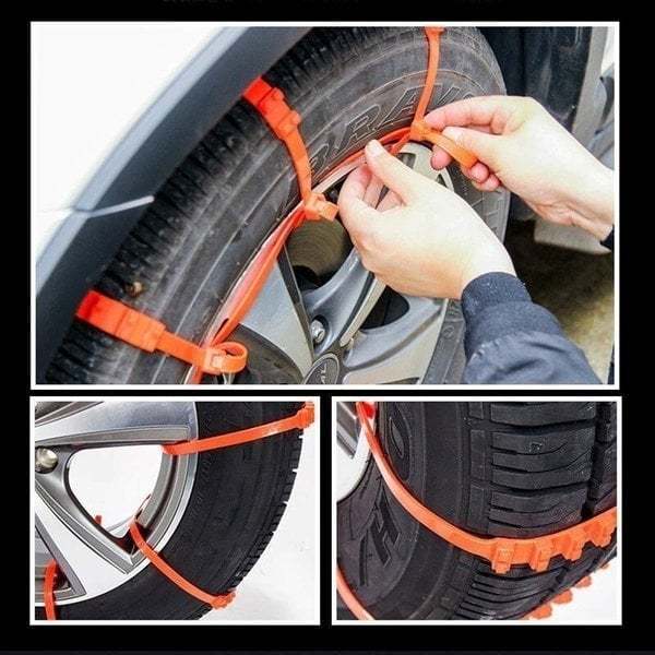 🔥 Dernier Jour de Promo ! ✨ Chaînes Antidérapantes Voiture - Nylon Résistant à -35°C, Installation Express 10s, Sécurité Toutes Routes Glissantes ❄️🚗